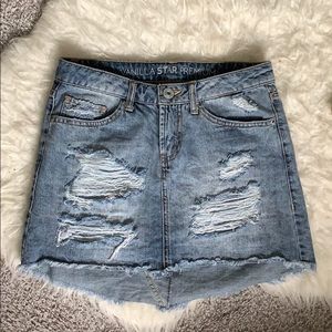 high waisted denim skirt